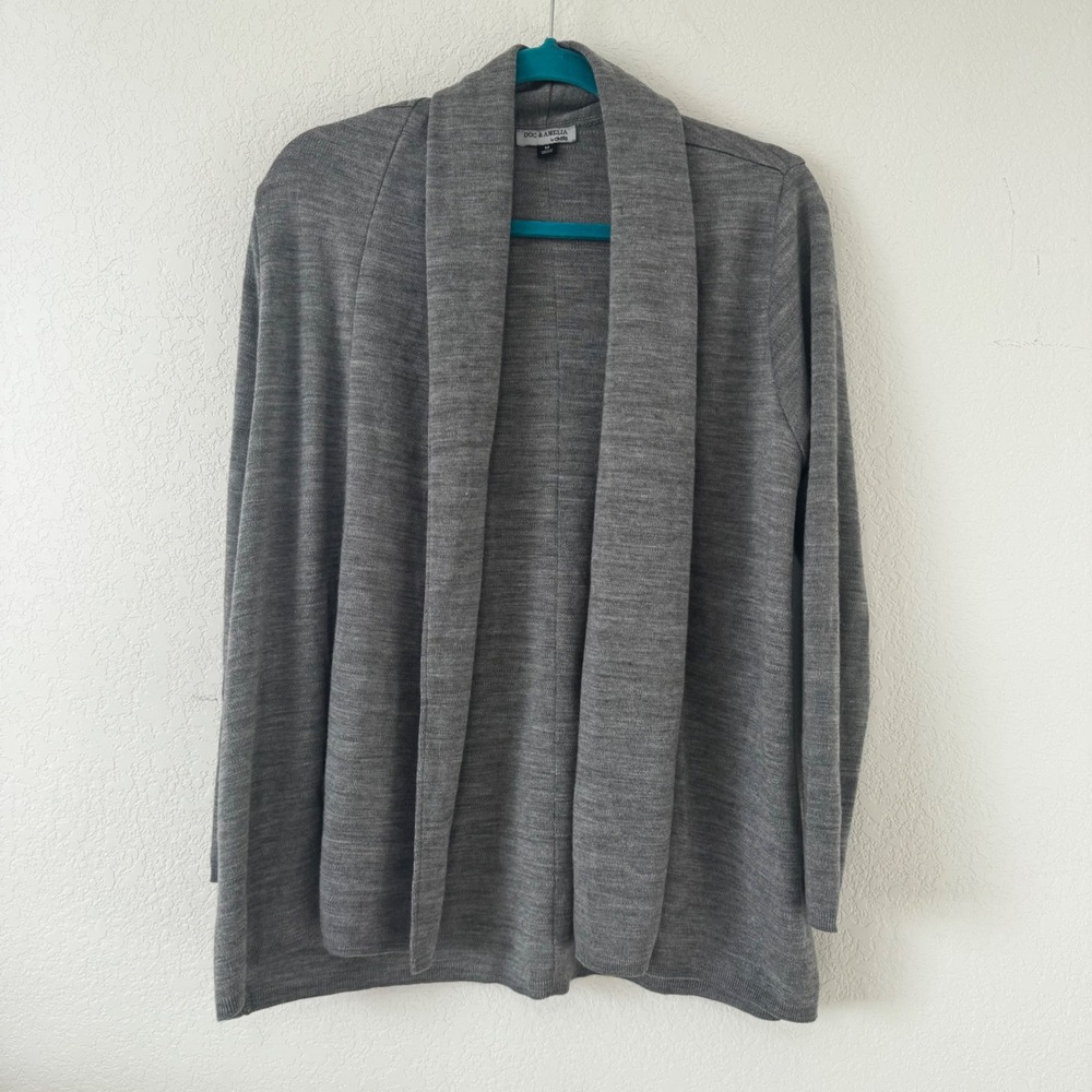 DOC &‎ AMELIA by CINTAS Women's M Gray Open Front Cardigan Sweater